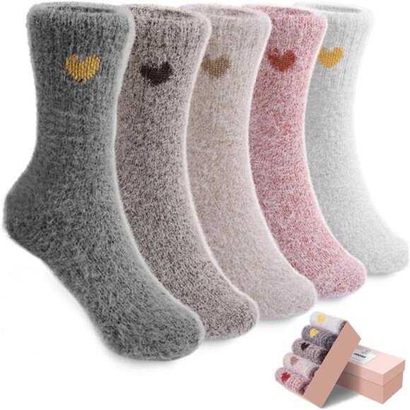 New 5 Pairs Fuzzy Soft Cozy Comfortable Socks for Women, Casual Sleep Comfy Sock - Picture 1 of 6